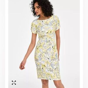 Karl Lagerfeld Yellow and White Graphic Midi Dress